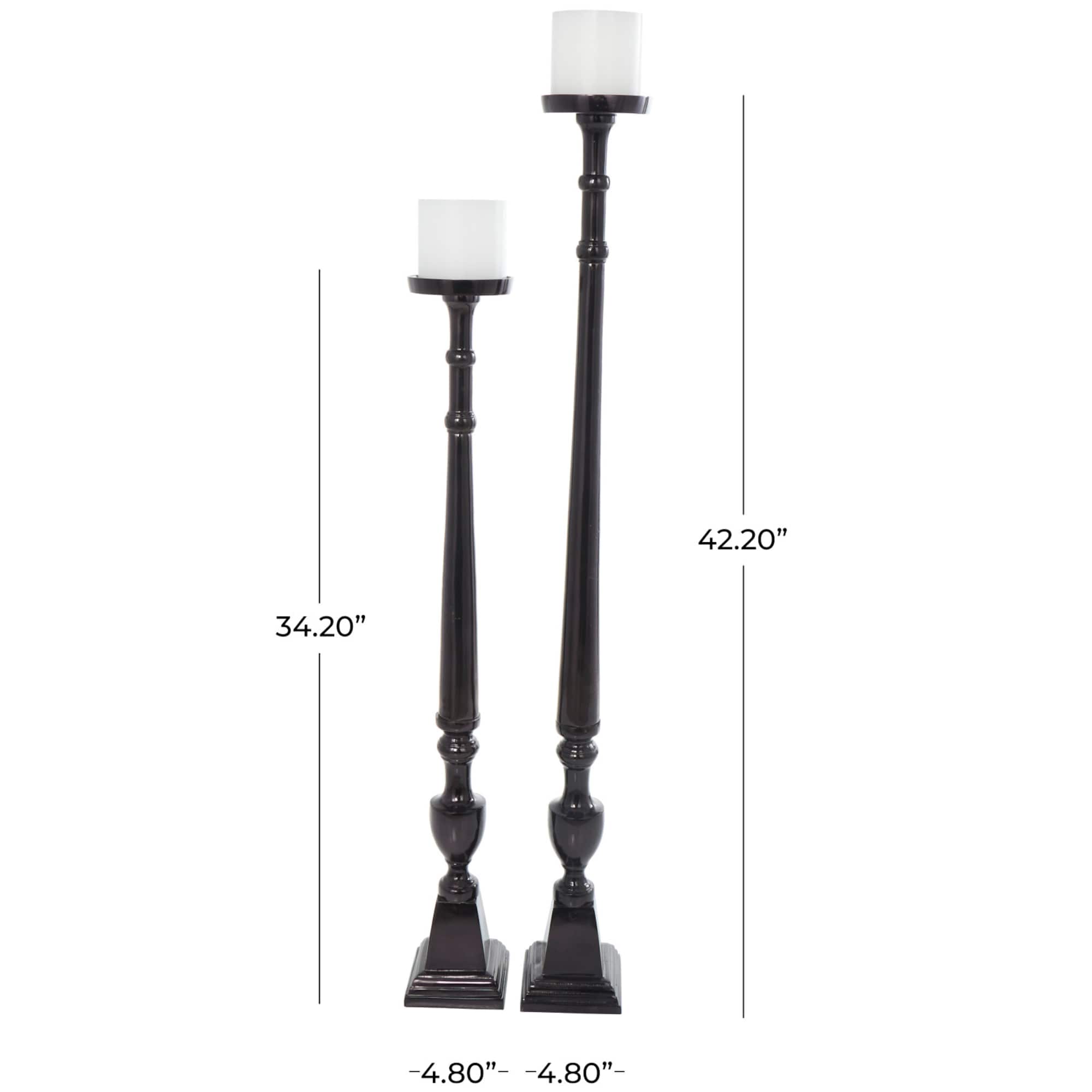 Aluminum Tall Floor Pillar Candle Holder Set